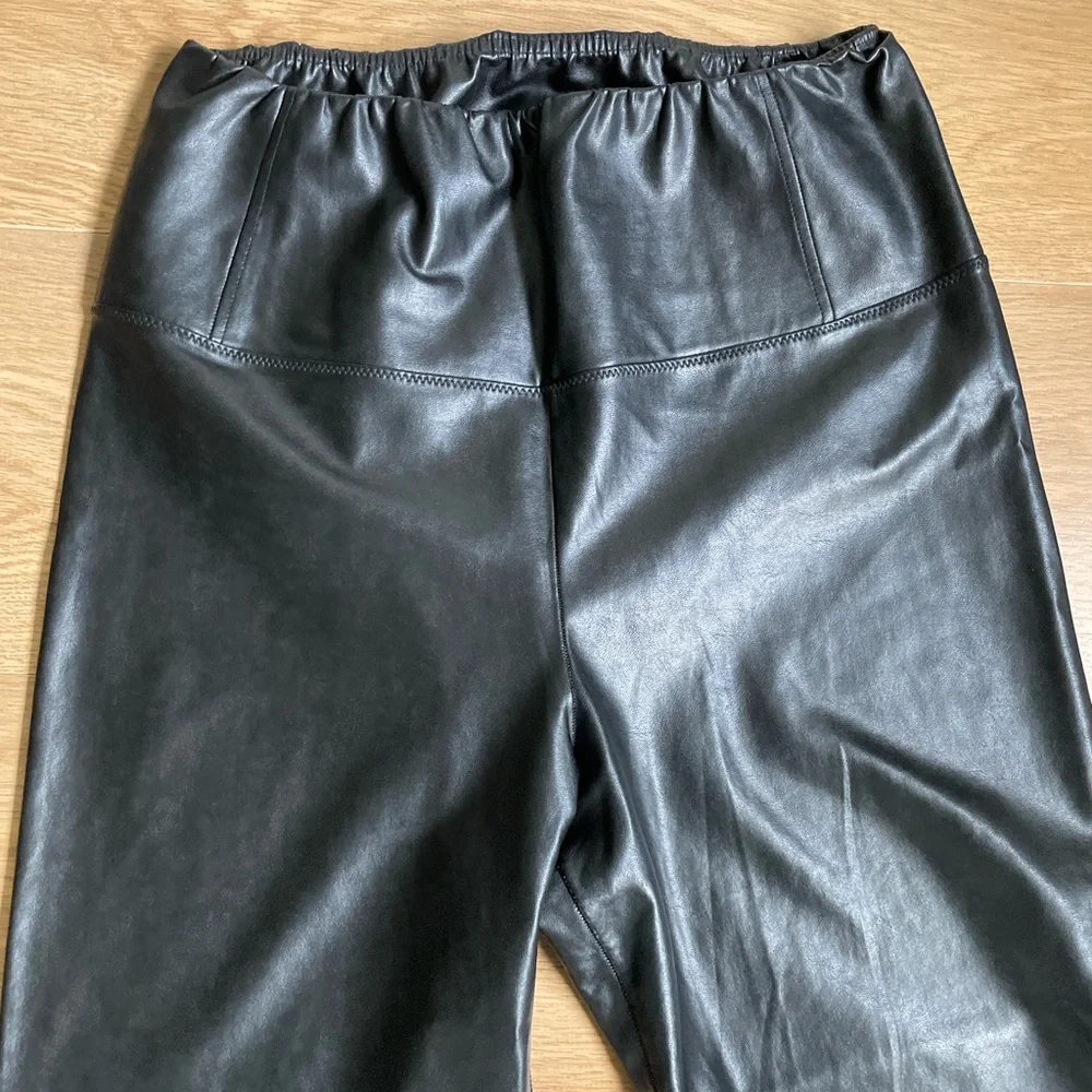 Wilfred Free Faux Leather Leggings Black High Rise Elastic Waist Stretch Pants L - Picture 5 of 7